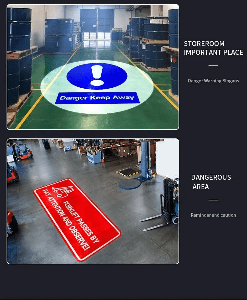Embedded Gobo Sign Projector for Floor Warnings