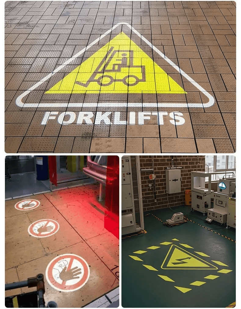 Embedded Gobo Sign Projector for Floor Warnings