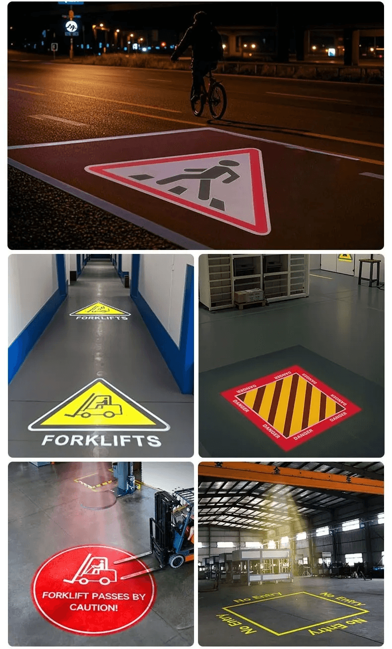 Embedded Gobo Sign Projector for Floor Warnings