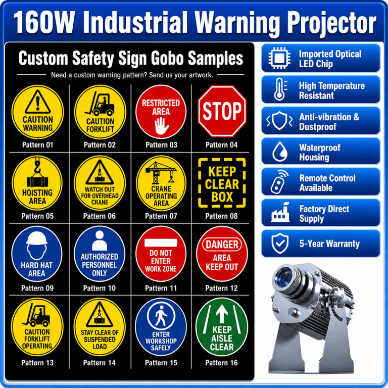 Industrial Safety Projector Lights for Factory Floor Signs