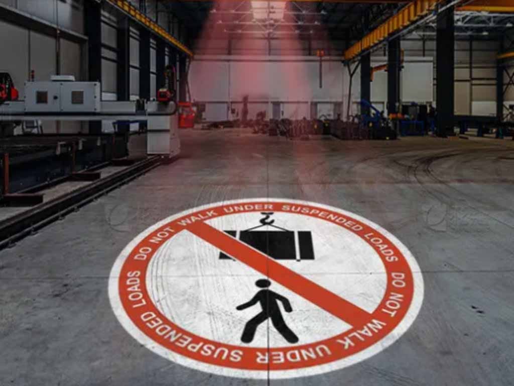 Industrial Floor Sign Projector-Clear Warnings for Factories and Warehouses