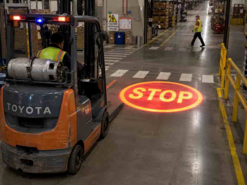 Want a Simple Way to Make Your Warehouse Safer? Try Stop Sign Projectors