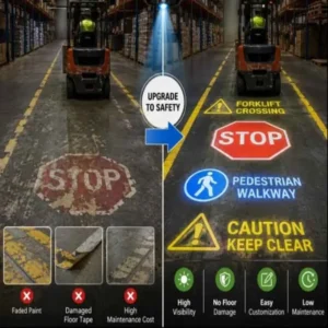 Industrial Floor Sign Projector Creates a Clear No-Entry Zone for Factory Equipment Safety