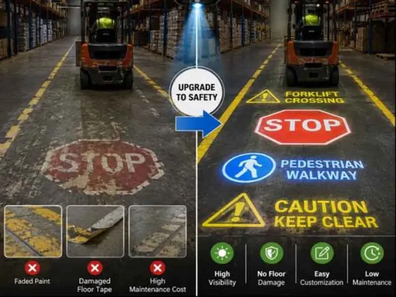 Why Stop Sign Projector Better Warehouse Safety Than Faded Floor Paint