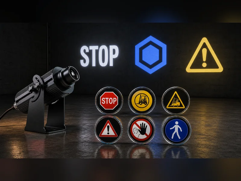 Can a Safety Projector Display Custom Text & Logos and Warning Symbols?