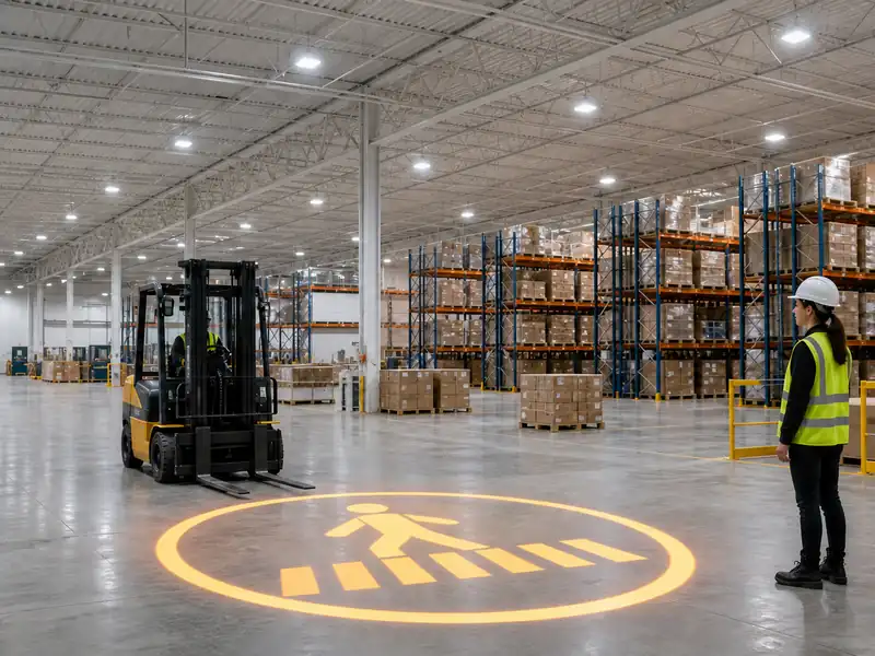 Which Safety Projector Remains Clearly Visible at 5,000 Lux and a 12-Meter Mounting Height?