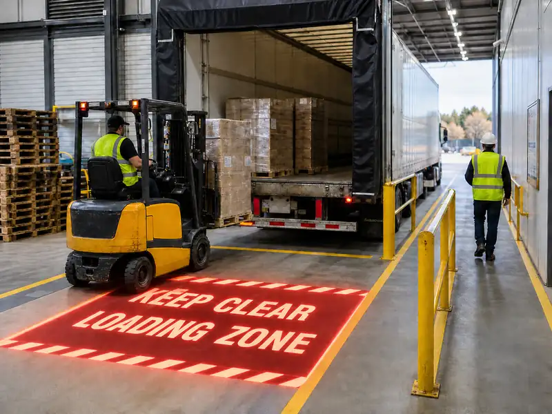 Forklift Warning Projection for Safer Warehouse Aisles