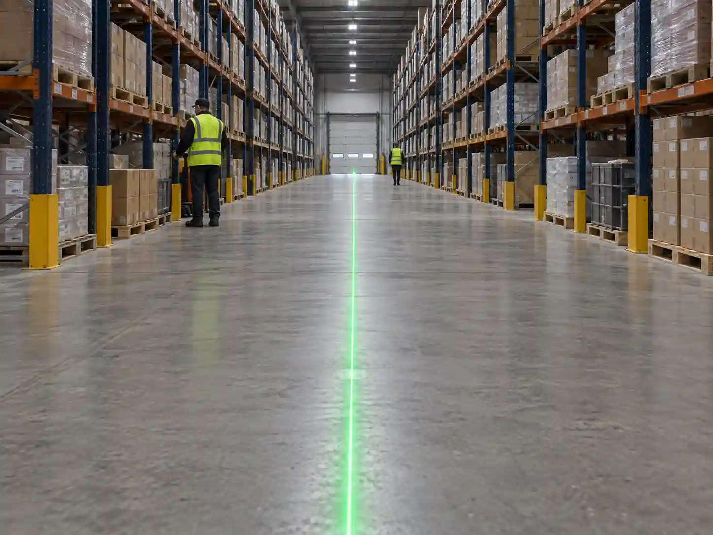 Can a Green Laser Line Projector Reach 70 Meters in a Warehouse?